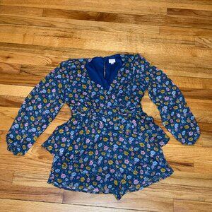 Girl’s Franki By Francesca’s Floral Long Sleeve Romper Size 12 Flowers